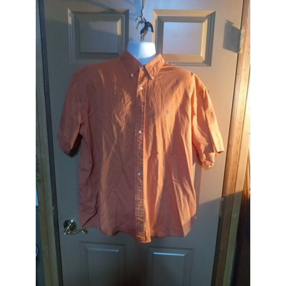Polo Ralph Lauren Short Sleeve Button Down Shirt Orange Classic Sz 2XL